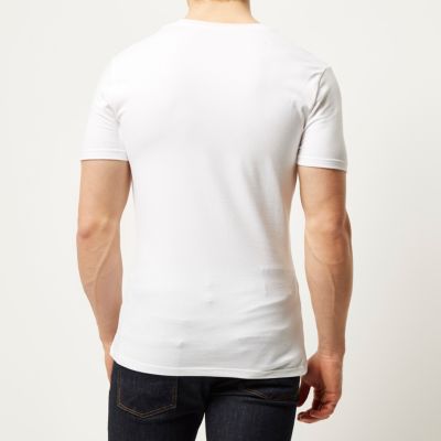 White V-neck muscle fit t-shirt